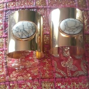 Gold and White Cuff Bracelets